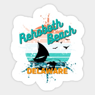 Rehoboth Beach Delaware Retro Vintage Sunset Sticker